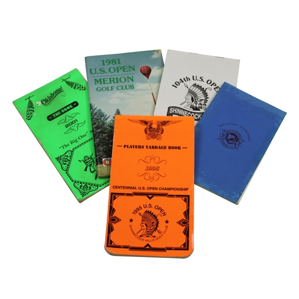 Five (5) US Open Championship Used Official Yardage Books - Linn Strickler Collection