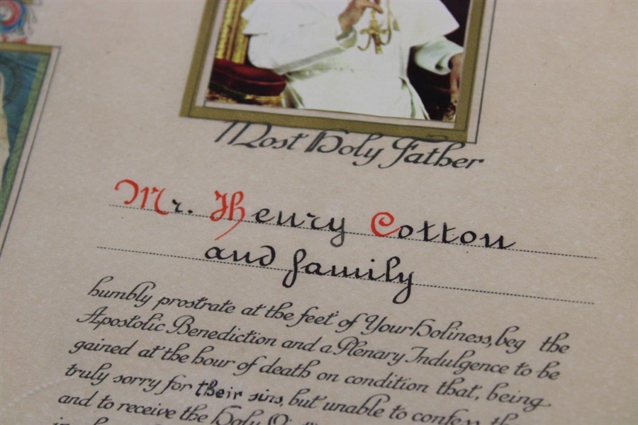 Henry Cotton's 1963 Papal Blessing to Cotton Family from Pope Paul VI