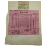 Bobby Locke Used Scorecard at Moor Park from Lockes Personal Scrapbook 