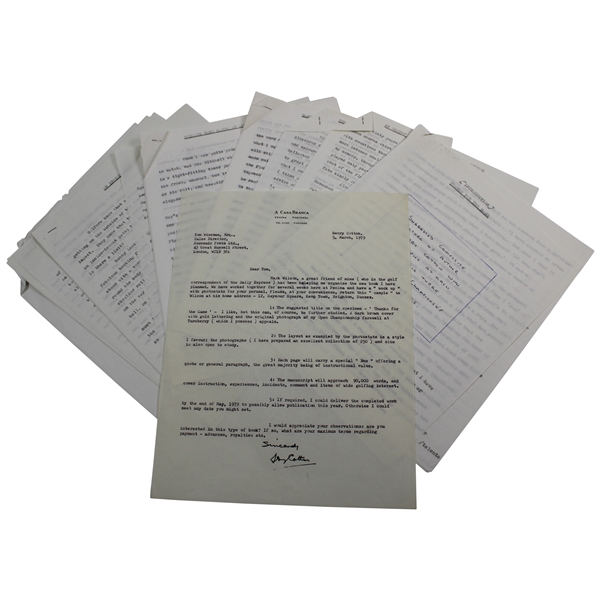 Henry Cotton Signed Letter & Authors Manuscript For Book Thanks for the Game JSA ALOA