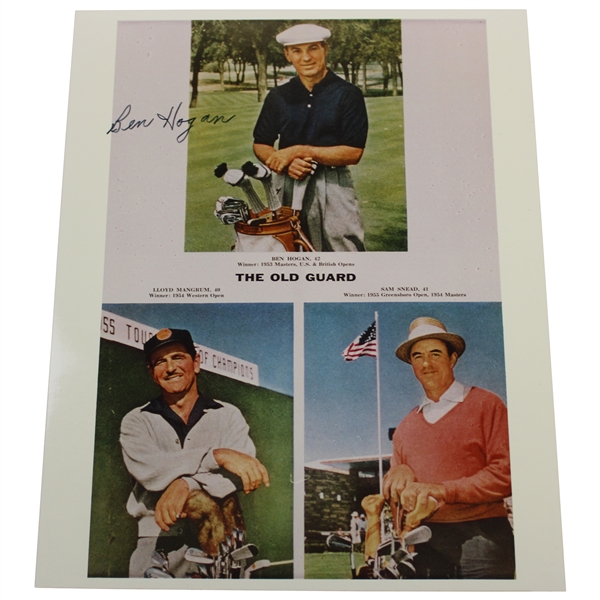 Ben Hogan Signed The Old Guard Print Advertisement w/ Hogan, Snead, Mangrum JSA ALOA