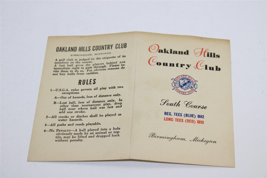 Vintage Oakland Hills Country Club Stymie Scorecard