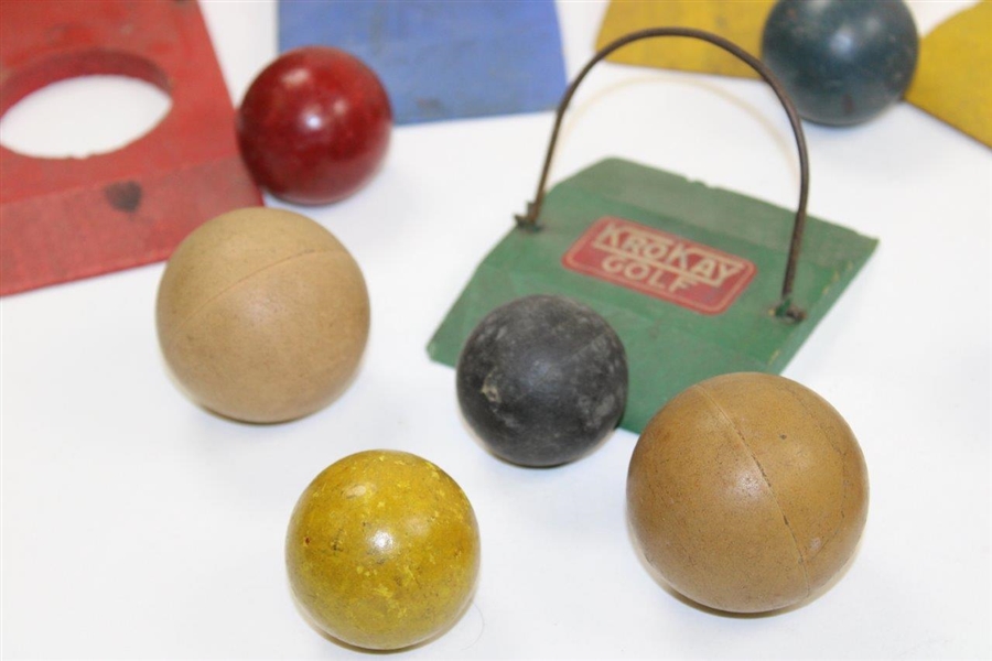 Vintage Krokay Golf Game With 7 Holes And 7 Wood Balls Great For Your Kids Or Grandkids