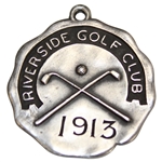 1913 Riverside Golf Club Invitational Tournament Sterling Silver 2nd Prize Net Golf Medal