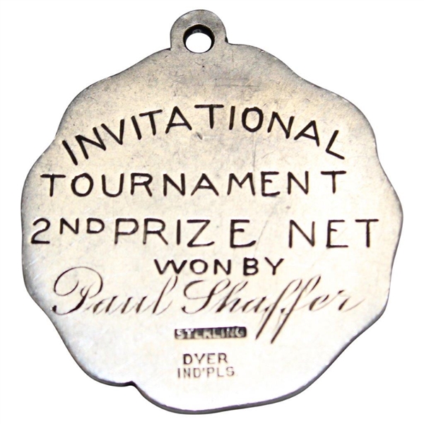 1913 Riverside Golf Club Invitational Tournament Sterling Silver 2nd Prize Net Golf Medal