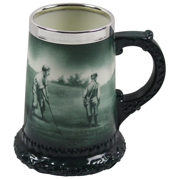Circa 1900 Lenox Ceramic Art Co. Sterling Rimmed Hand Painted Beer Stein