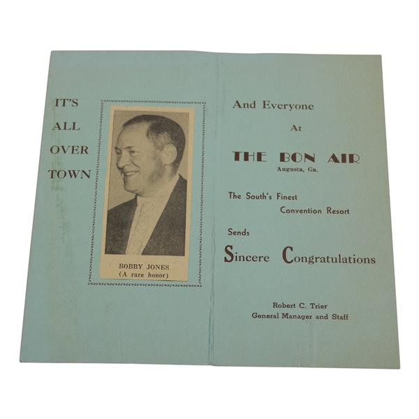 c. 1958 Oh-Oh Bonnie Has Read About You Folded Card of Congratulations To Bobby Jones