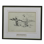 Original The Humourist 1930 Ink Drawing of Dud Golfer & Caddie by Bertram Prance