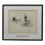 Original London Opinion 1930 Ink Drawing of Golfer & Caddie by Bertram Prance