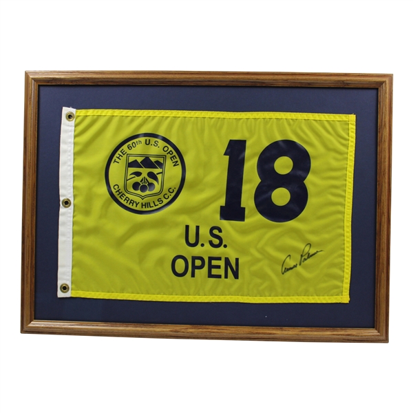 Arnold Palmer Signed 1960 US Open at Cherry Hills Flag - Framed JSA FULL #Y34272