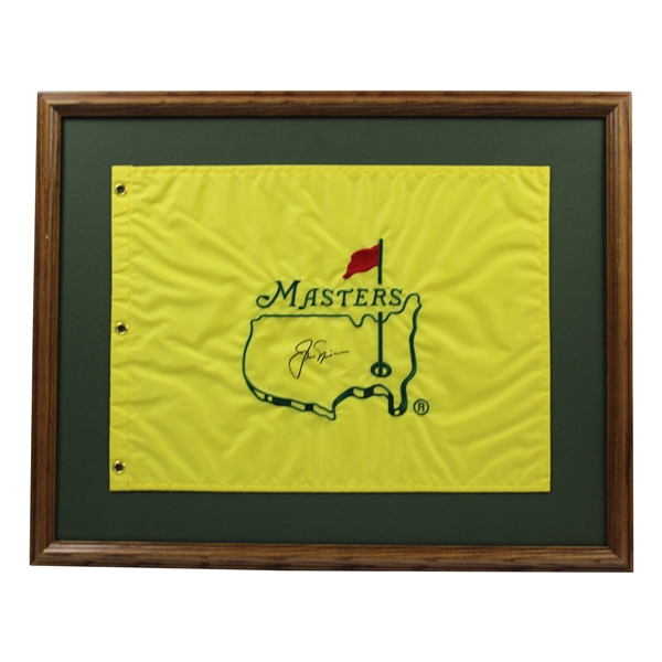 Jack Nicklaus Signed Undated Masters Embroidered Flag - Framed PSA/DNA #Z99844