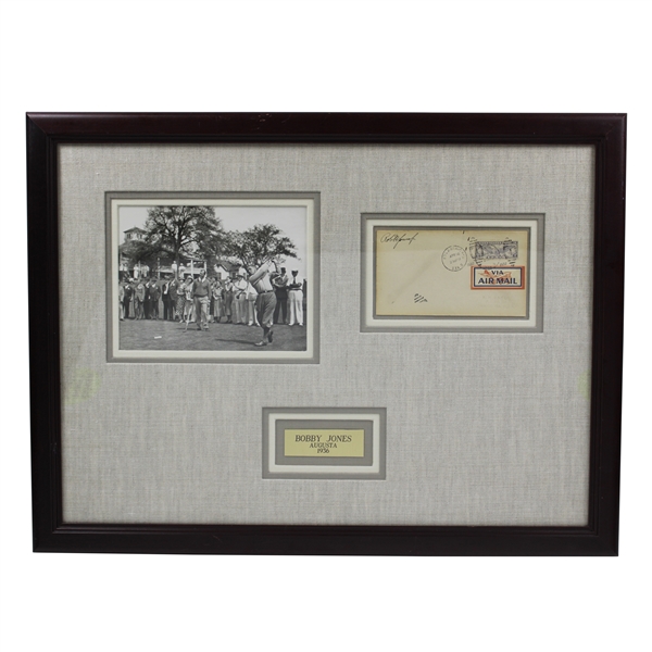 Vintage Bobby Jones Signed Cachet with 1936 Augusta Photo & Nameplate - Framed JSA ALOA