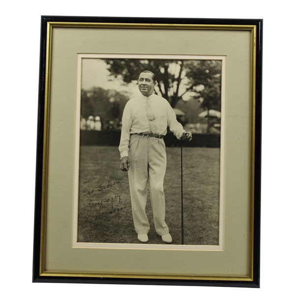 Walter Hagen Signed Large Sepia Tone Photo Photo - Framed JSA ALOA