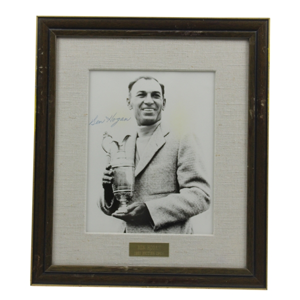 Ben Hogan Signed Photo with Claret Jug at 1953 OPEN with Nameplate - Framed JSA ALOA