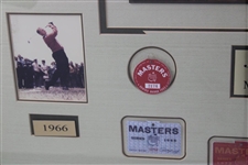 Jack Nicklaus Signed Tee-Off B&W Photo w/Facsimile Masters Badges & Photos Display JSA ALOA