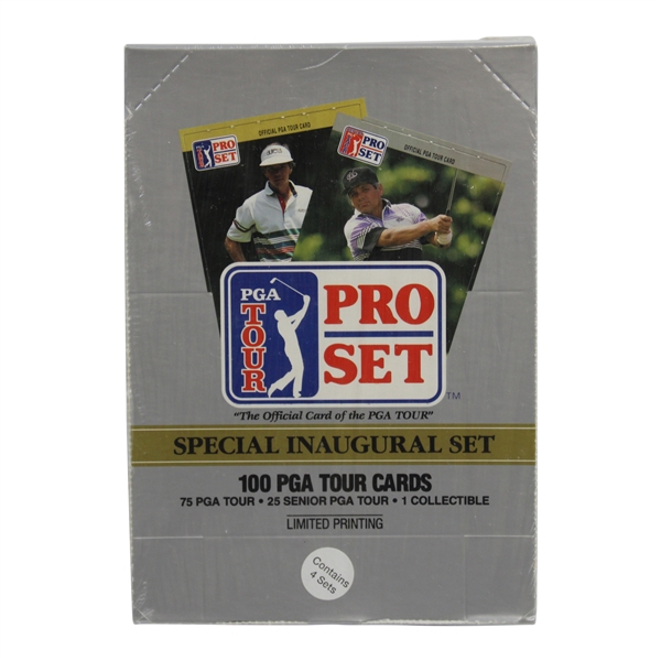 Box of 400 PGA Tour Pro Set 1990 Special Inaugural Set Cards - 4 Sets of 100 - Unopened