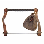 Vintage Hand-Held Golf Club Carrier with Rawhide Straps & Leather Golf Ball Pouch