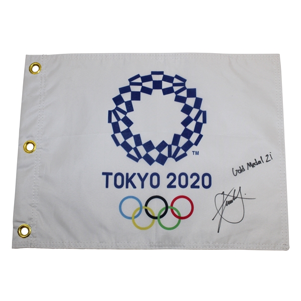 Xander Schauffele Signed Replica Tokyo 2020 Flag with Gold Medal 21 Inscription JSA ALOA
