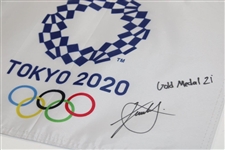 Xander Schauffele Signed Replica Tokyo 2020 Flag with 'Gold Medal 21' Inscription JSA ALOA
