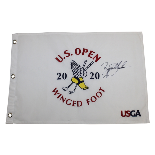 Bryson Dechambeau Signed 2020 US Open at Winged Foot Embroidered Flag JSA ALOA