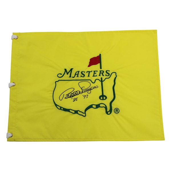 Bernhard Langer Signed Undated Masters Embroidered Flag with 85 & 93 JSA ALOA