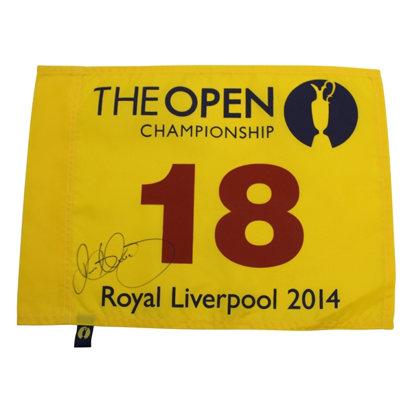 Rory McIlroy Signed 2014 The OPEN at Royal Liverpool Flag JSA ALOA