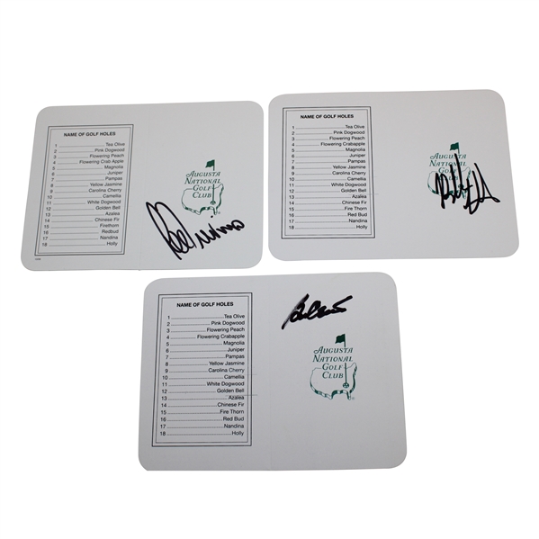 Lee Trevino, Ben Crenshaw, & Bubba Watson Signed Augusta National Golf Club Scorecards JSA ALOA