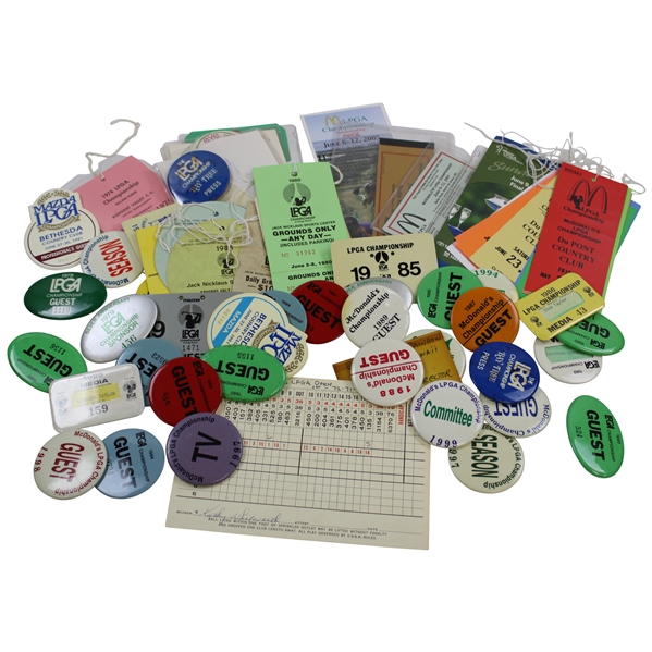 Large Grouping of LPGA Majors Badges, Pinbacks, Tickets, Scorecard & more