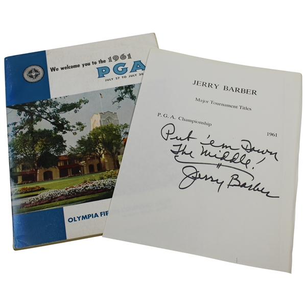 1961 PGA Championship at Olympia Fields Program with Winner Jerry Barber Signed Sheet JSA ALOA