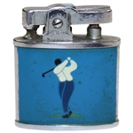 Vintage N.A.F.T. Blue Golf Cigarette Lighter with Follow-Thru Golfer