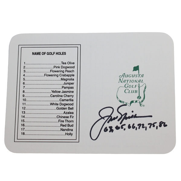 Jack Nicklaus Signed Augusta National Scorecard with Years Won JSA ALOA