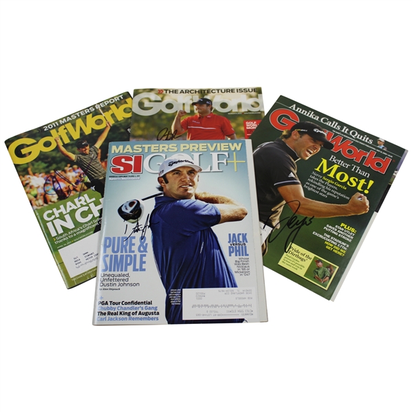 Sergio, Reed, Johnson & Schwartzel Signed Golf World/SI Magazines JSA ALOA