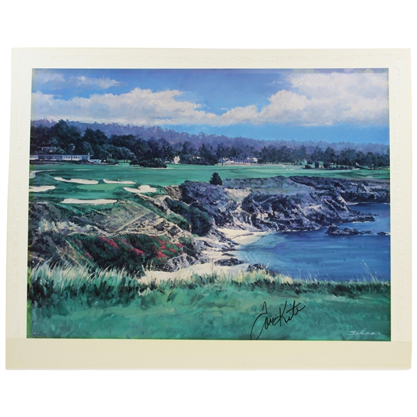Tom Kite Signed Pebble Beach Print - Matted JSA ALOA