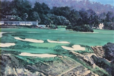 Tom Kite Signed Pebble Beach Print - Matted JSA ALOA