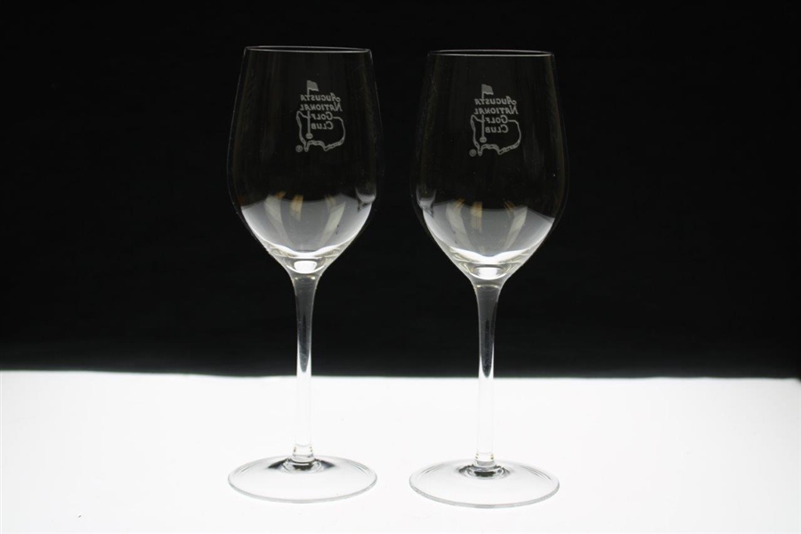 Pair of Augusta National Golf Club Member White Wine Glasses