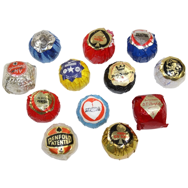 Twelve (12) Vintage Wrapped Golf Balls - Penfold, Silver King, Ben Sayers, Slazenger & Agma Limited