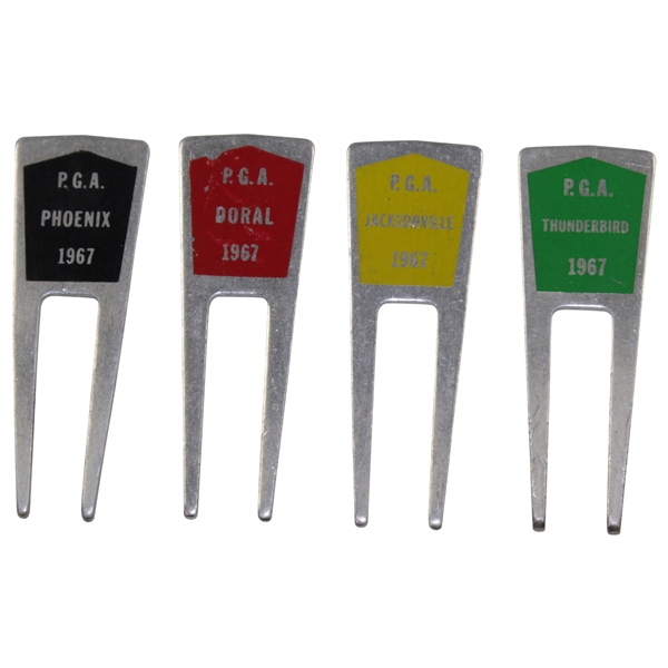 Charles Coodys Four 1967 Contestant Divot Tools - PGA Phoenix, PGA Doral, PGA Jacksonville, & PGA Thunderbird
