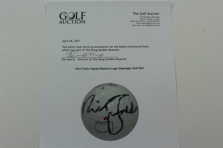Nick Faldo Signed Masters Logo Slazenger Golf Ball JSA ALOA