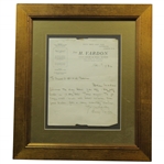 Harry Vardon Signed 1936 Letter on H. Vardon Golf Club & Ball Maker Letterhead - Framed JSA ALOA