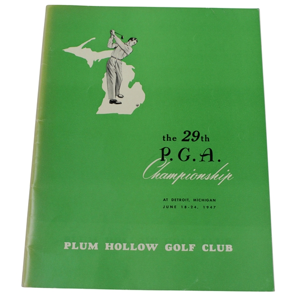 1947 PGA Championship at Plum Hollow Golf Club Official Program - Jim Ferrier Winner