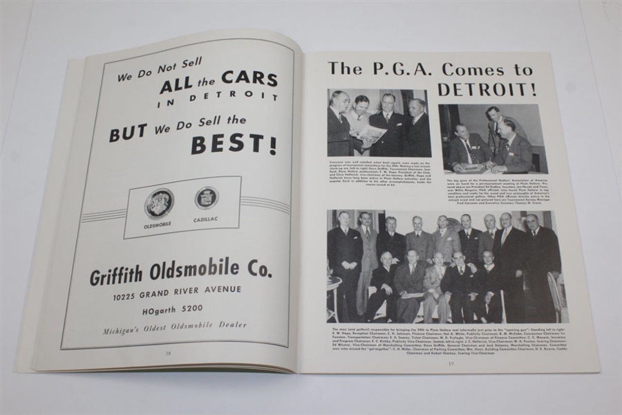 1947 PGA Championship at Plum Hollow Golf Club Official Program - Jim Ferrier Winner