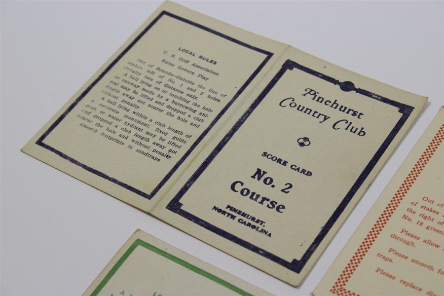 Vintage Pinehurst Country Club Course No. 1, No. 2, & No. 3 Official Scorecards