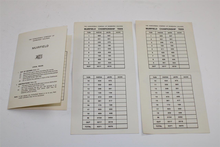 Twenty-One (21) Various Scorecards - Augusta National, Muirfield, Musselburgh, Longniddry, & other