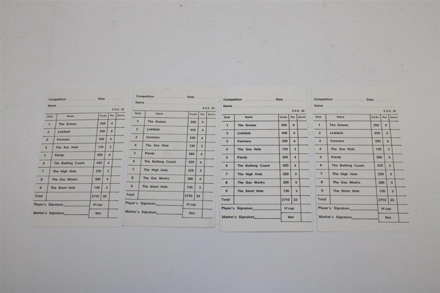 Twenty-One (21) Various Scorecards - Augusta National, Muirfield, Musselburgh, Longniddry, & other