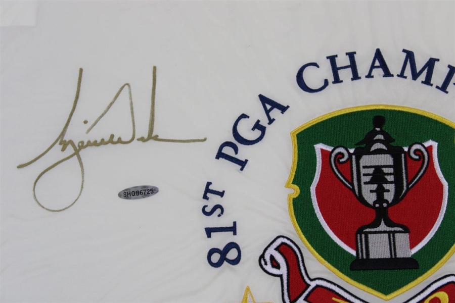 Tiger Woods Signed 1999 PGA at Medinah Embroidered Flag UDA #SHO86725
