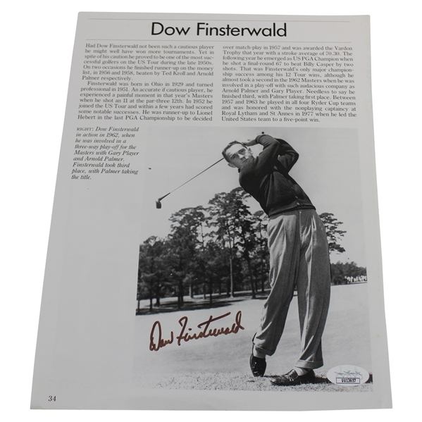 Dow Finsterwald Signed Black and White Magazine Page JSA #UU13657