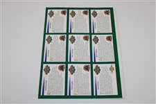 Legends Sports Memorabilia Magazine Uncut Card Sheet with Masters Champs