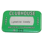 Charles Coodys Wife Lynette Coodys 1991 Masters Clubhouse Badge #A-373
