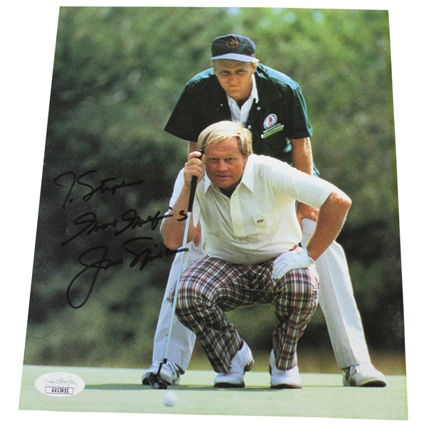 Jakc Nicklaus Signed 'Lining Up Putt' Personalized Photo JSA #UU13652