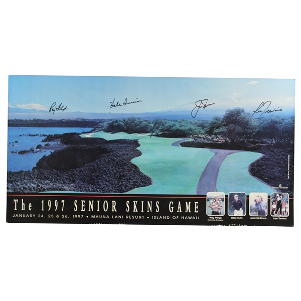Jack Nicklaus, Trevino, Irwin & Floyd Signed 1997 The Senior Skins Game Matted Poster JSA ALOA